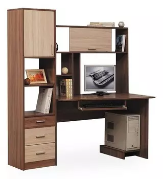 Стол компьютерный ПКС - 10 Олимп-мебель ML14225, П00030987, Стол компьютерный ПКС - 10 (ясень шимо темный / ясень шимо светлый) НОВЫЙ/осн.