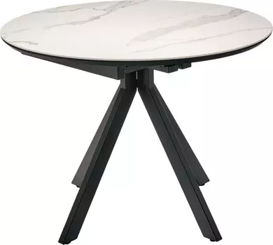 Стол Rudolf круглый раскладной 100-130x100x75см, светлый керамогранит, черный Bradex Home RF 0644