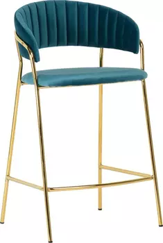 Стул полубарный Turin бирюзовый с золотыми ножками Bradex Home FR 0162