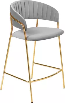 Стул полубарный Turin серый с золотыми ножками Bradex Home FR 0911