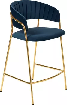 Стул полубарный Turin синий с золотыми ножками Bradex Home FR 0909