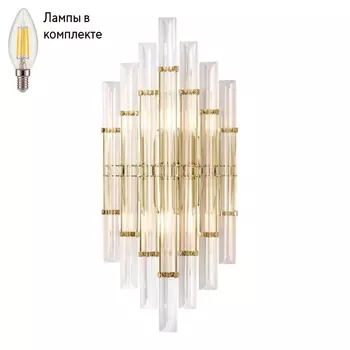 Светильник настенный с лампочками CRYSTAL LUX Saragosa AP2 Brass/Transparente+Lamps