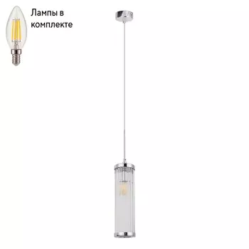 Светильник подвесной с лампочкой CRYSTAL LUX Tadeo SP1 D100 Chrome/Transparente+Lamps
