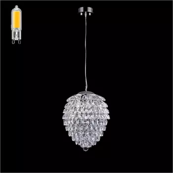 Светильник подвесной с Led лампочками в комплекте CRYSTAL LUX CHARME SP2 CHROME/TRANSPARENT+Lamps