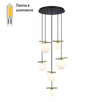 Светильник подвесной с Led лампочками в комплекте iLamp 2134-6D BR+MBK+Lamps