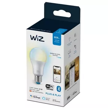 Светодиодная диммируемая лампа с управлением по Wi-Fi и Bluetooth E27 8W 2700-6500К Wiz Philips (929002383502)