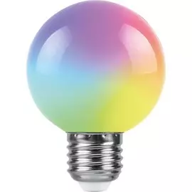 Светодиодная лампа E27, 3W, RGB, G60 для гирлянд белт-лайт CL25, CL50, Feron LB-371 (38115)