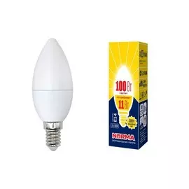 Светодиодная лампа E14 11W 3000K (теплый белый свет) Volpe Norma LED-C37-11W/WW/E14/FR/NR картон (UL-00003812)