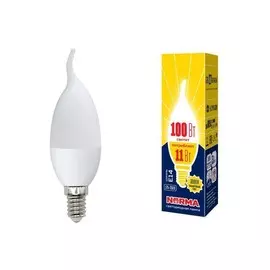 Светодиодная лампа E14 11W 3000K (теплый белый свет) свеча Volpe Norma LED-CW37-11W/WW/E14/FR/NR картон (UL-00003817)