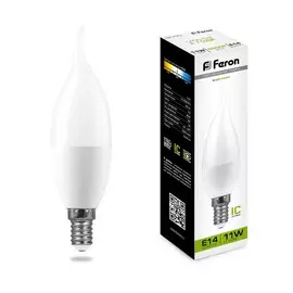 Лампа светодиодная Feron LB-770 Свеча на ветру E14 11W 4000K 25940