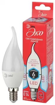 Светодиодная лампа Е14 6W 4000К (белый) Эра ECO LED BXS-6W-840-E14 (Б0040882)
