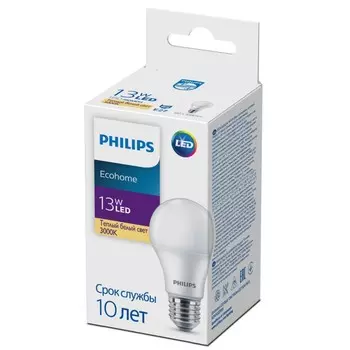 Светодиодная лампа E27 13W 3000К (теплый) A60 Ecohome Philips (Б0054102)