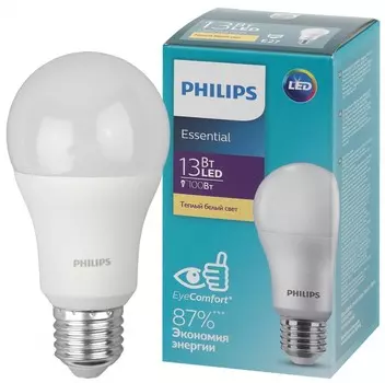 Светодиодная лампа E27 13W 3000К (теплый) P45 Essential Philips (Б0055064)