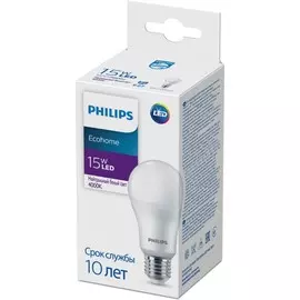 Светодиодная лампа E27 15W 4000К (белый) A65 Ecohome Philips (Б0054106)