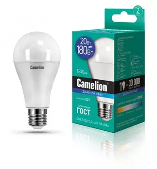 Светодиодная лампа E27 20W 6500К (холодный) A65 Camelion LED20-A65/865/E27 (13166)