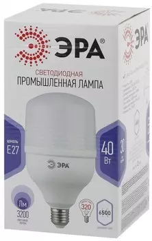 Лампа светодиодная ЭРА E27 40W 6500K матовая LED POWER T120-40W-6500-E27 Б0027006