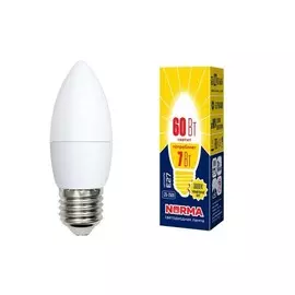 Светодиодная лампа E27 7W 3000K (теплый белый свет) Volpe Norma LED-C37-7W/WW/E27/FR/NR картон (UL-00003799)