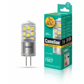Светодиодная лампа G4 5W 3000K (теплый свет) Camelion LED5-G4-JD-NF/830/G4 (13864)