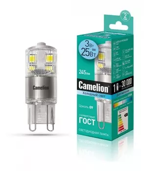 Светодиодная лампа G9 3W 4500K (белый) G9 Camelion LED3-G9-NF/845/G9 (13703)