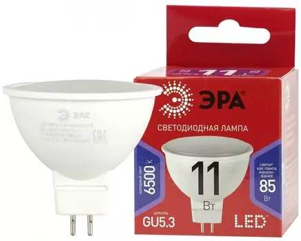 Лампа светодиодная ЭРА GU5.3 11W 6500K матовая LED MR16-11W-865-GU5.3 R Б0045347