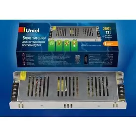 Трансформатор для светодиодной ленты 12V, 200W, IP20 Uniel UET-VAS-200A20 (UL-00002432)