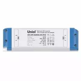 Трансформатор для светодиодной ленты 24V, 60W, IP20 Uniel UET-VPF-060B20 - (05833)
