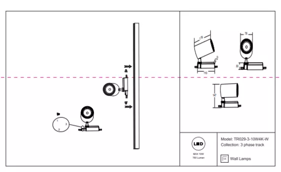 Трехфазный LED светильник 10W 4000К для трека Maytoni Vuoro TR029-3-10W4K-W