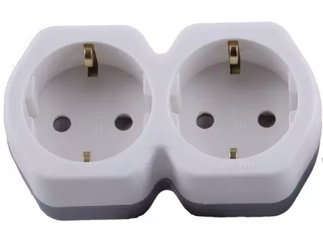 Тройник сетевой 2-местный с/з 250V,16A (белый) Stekker ADP16-12-20 32870