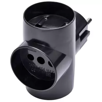 Тройник сетевой 3-местный б/з 250V, 10A, IP20 (черный) Stekker ADP10-15-20 39001