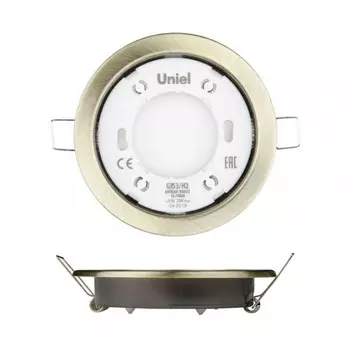 Встраиваемый ультратонкий светильник Uniel GX53/H2 ANTIQUE BRASS 10 PROM (UL-00005056)