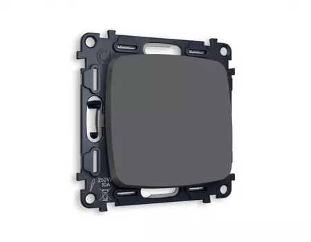 Выключатель 1-клавишный перекрестный Ambrella Volt (Графит мягкое касание) QUANT OMEGA MO901030