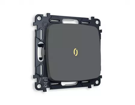 Выключатель 1-клавишный с подсветкой 3200K Ambrella Volt (Графит мягкое касание) QUANT OMEGA MO902010