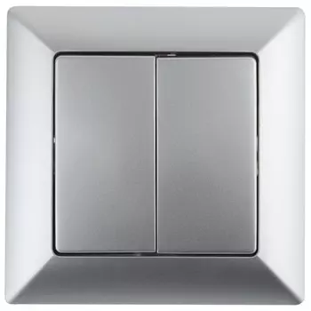 Выключатель двухклавишный (алюминий) Solo Intro 4-104-03 (Б0043286)