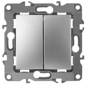 Выключатель двухклавишный ЭРА 12 10AX 250V 12-1104-03 Б0014647