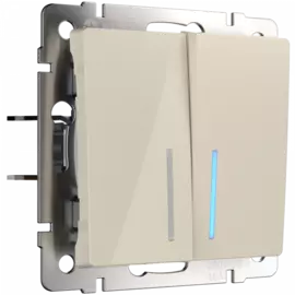 Выключатель двухклавишный проходной c подсветкой (слоновая кость) Werkel W1122103