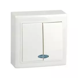 Выключатель двухклавишный с индикатором (белый) Volsten Solar V01-31-V22-S (9839)