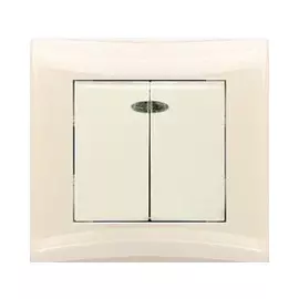 Выключатель двухклавишный с индикатором Volsten Magenta V01-12-V22-S