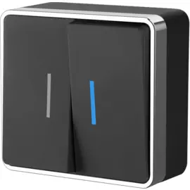 Выключатель двухклавишный с подсветкой (черный/хром) Werkel Gallant WL15-03-03 (a041702)