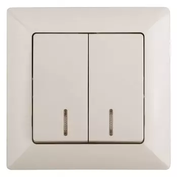 Выключатель двухклавишный с подсветкой (слоновая кость) Solo Intro 4-105-02 (Б0043292)