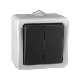 Выключатель двухклавишный (серый) Volsten Marin V01-43-V21-S (9443)