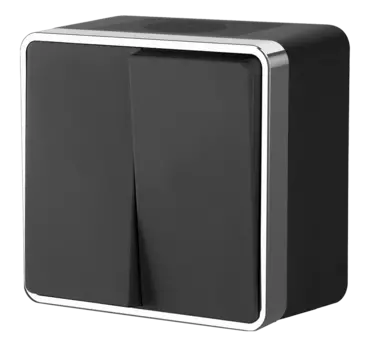 Выключатель двухклавишный влагозащищенный (черный/хром) Werkel Gallant WL15-03-02 (a041701)