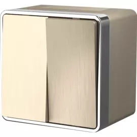 Выключатель двухклавишный влагозащищенный (шампань рифленый) Werkel Gallant WL15-03-02 (a041422)