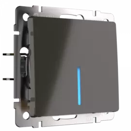 Выключатель одноклавишный проходной с подсветкой (серо-коричневый) Werkel WL07-SW-1G-2W-LED (a035909)