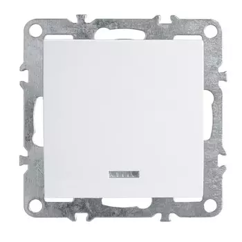 Выключатель одноклавишный с индикатором (белый) Эрна Stekker PSW10-9101-01 39309