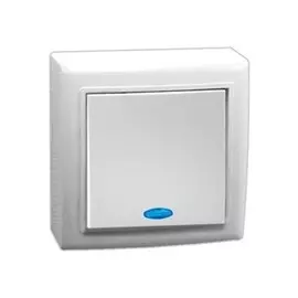 Выключатель одноклавишный с индикатором (белый) Volsten Solar V01-31-V12-S (9837)