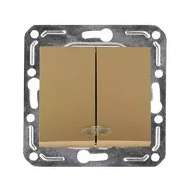 Выключатель одноклавишный с индикатором (золото) Volsten Magenta V01-16-V22-M (10051)