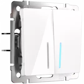 Выключатель двухклавишный с подсветкой (белый) Werkel W1120101