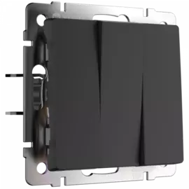 Выключатель трехклавишный (черный матовый)Werkel W1130008