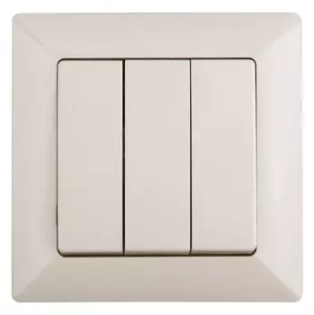 Выключатель трехклавишный ЭРА Intro Solo 10A 250V слоновая кость 4-106-02 Б0043299