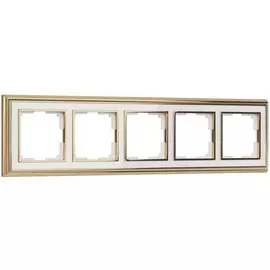 Рамка на 5 постов (золото/белый) Werkel W0051329